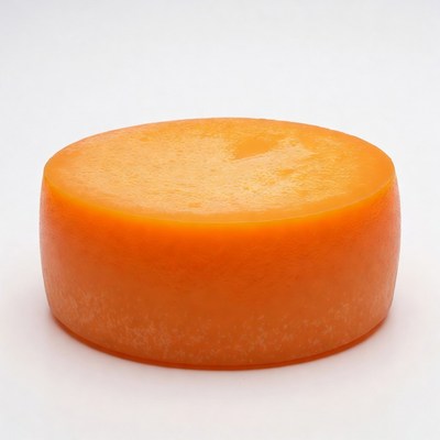 Round orange cheese on white background