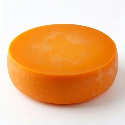 Orange cheese on white background