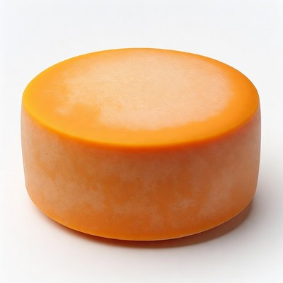 Round cheese on white background