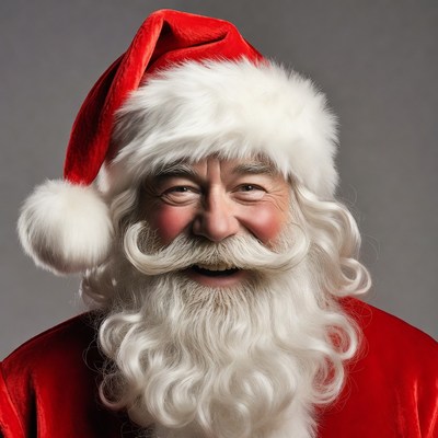 Santa smiling with joyful expression
