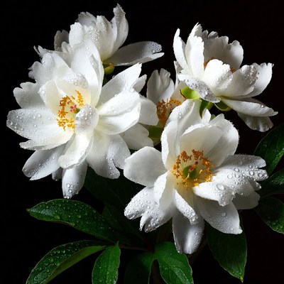 White flowers with water drops