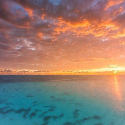 Beautiful sunset over clear ocean waters