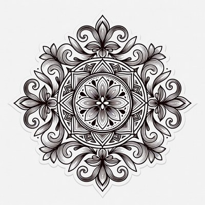 Floral black and white design pattern