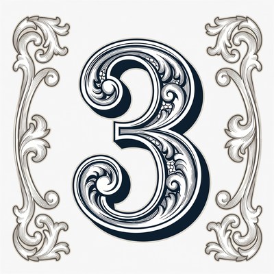 Number three in decorative design