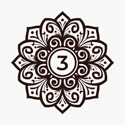 Decorative design with number three
