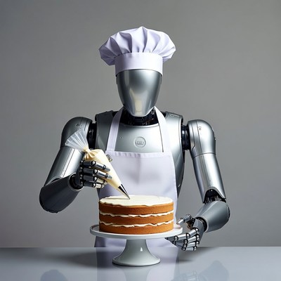 Robot models cake decoration skills