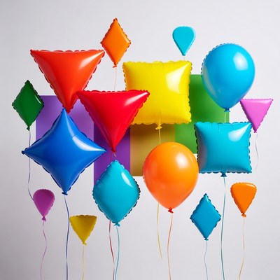Colorful balloons in various shapes