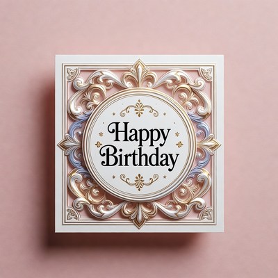 Happy birthday card with ornate design