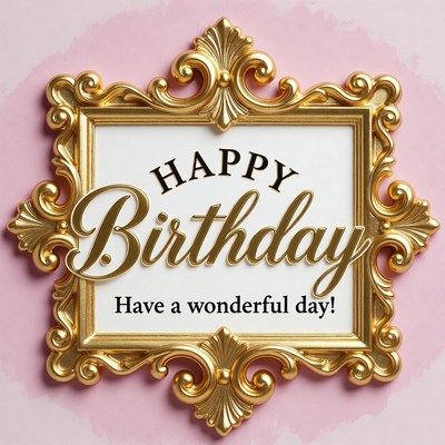 Birthday wishes in a gold frame