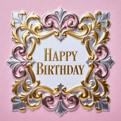 Birthday greeting in decorative frame