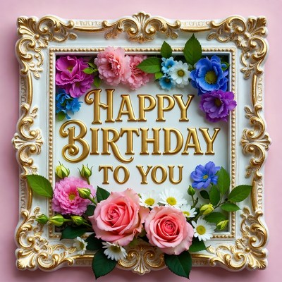 Happy birthday decoration with flowers