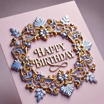 Birthday card design with floral details