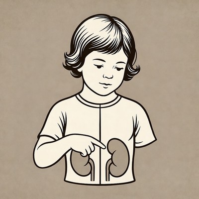 Child learning about human body
