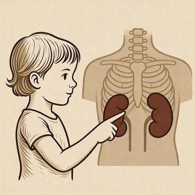 Child learns about human anatomy