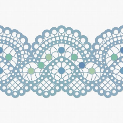 Lace design with colored dots on display