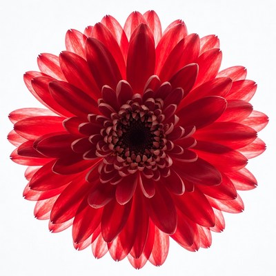 Red layered flower on white