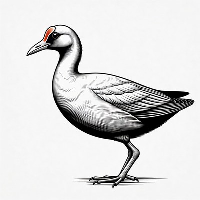 Bird with red crown standing still