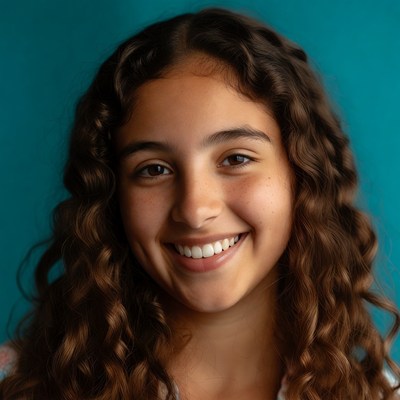 Smiling girl with curly hair
