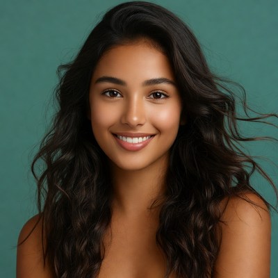Woman smiling with curly hair