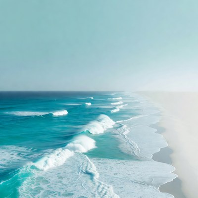 Waves crashing on sandy shore