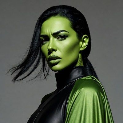 Woman with green face paint