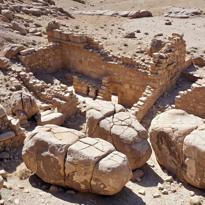 Ancient ruins in a desert landscape