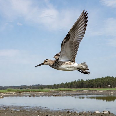 Birds flying over water in daylight