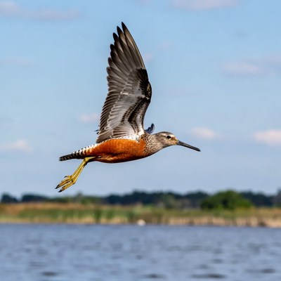 Bird flying over the water