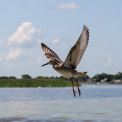 Bird flying over water