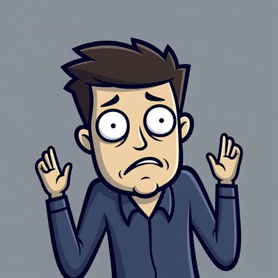 Man looking scared with raised hands