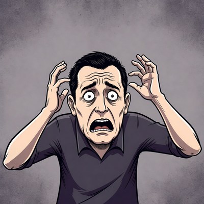 Man shows signs of distress and worry