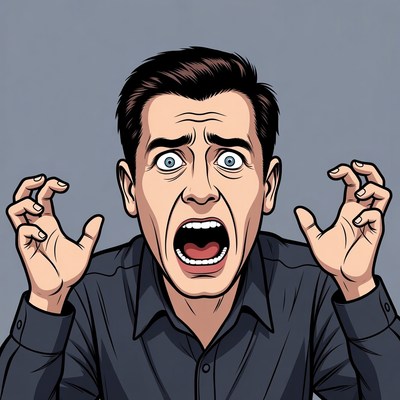 Man showing extreme fear and distress