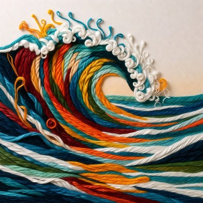 Wave made with colored threads