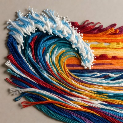 Colorful wave made of thread