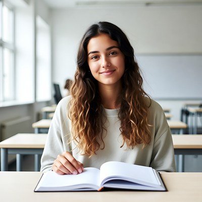 Student reading in classroom setting