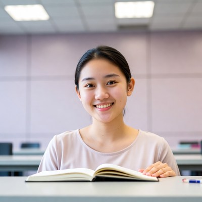 Student studying in classroom