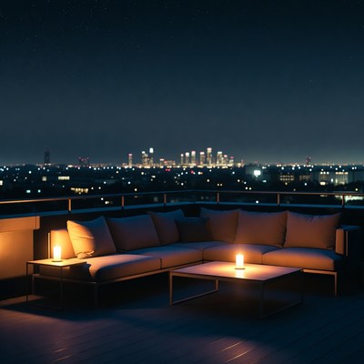 City skyline view at night