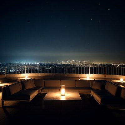 City view from rooftop at night