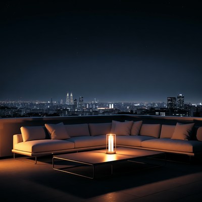 City skyline view from rooftop