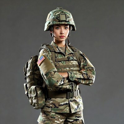 Soldier in military uniform stands