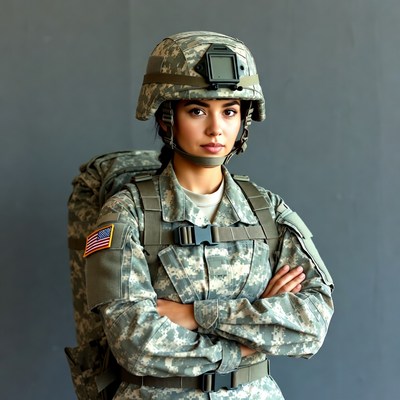 Soldier in uniform with backpack