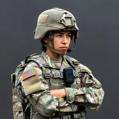 Military member stands during drill