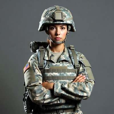 Soldier in uniform with arms crossed