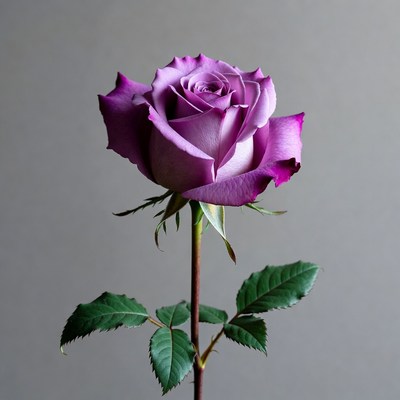 Purple rose on a gray background