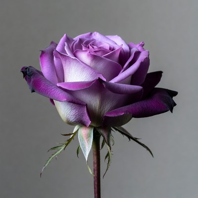 Purple rose with rich colors on display