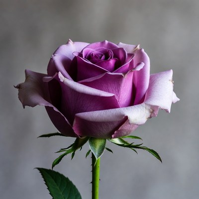 Purple rose on a green stem