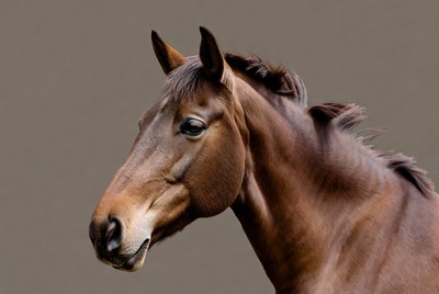 Horse with brown coat and black mane