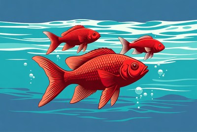 Red fish swimming in clear water