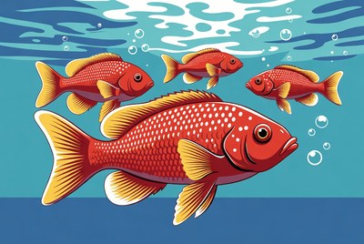 Colorful fish swimming underwater in a group