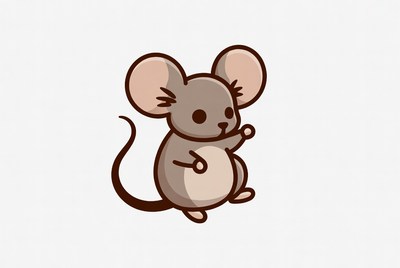 Cute cartoon mouse is walking and smiling